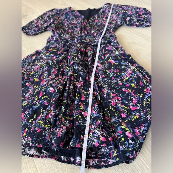 French Connection Flores Cotton V Neck Mini Dress In Utility Blue Floral | US 2 - Picture 9 of 9